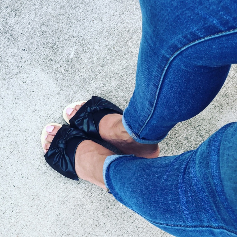 Faux Leather Big Bow Flats